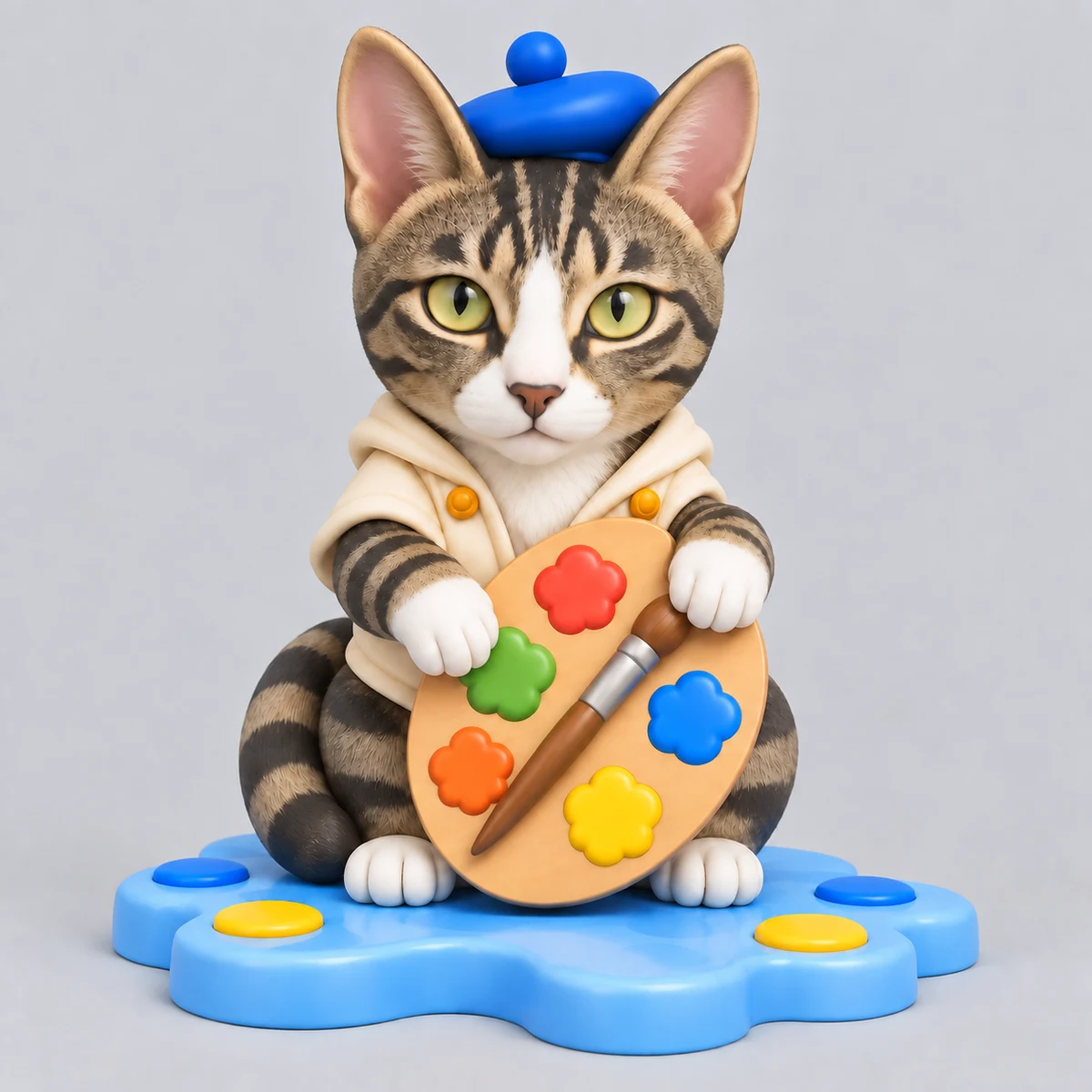 艺术巡游系列猫咪潮玩桌面摆件的AI设计效果